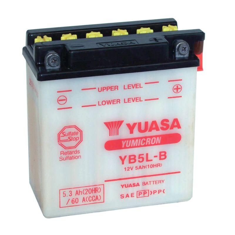 YUASA YB5L-B open with acid pack