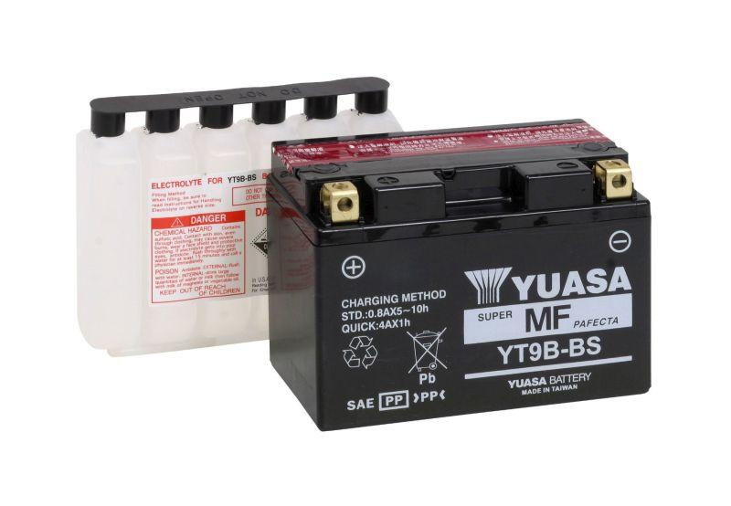 YUASA YT9B-BS AGM open with acid pack