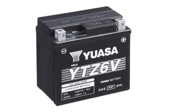 YUASA YTZ6V AGM open with acid pack