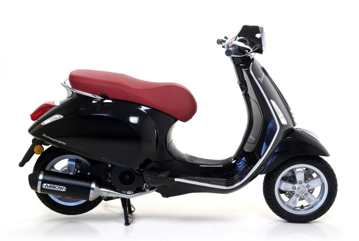 VESPA PRIMAVERA I-GET 125'17/18 HOMOLOG. ALUMINIUM DARK URBAN SIL.WITH STAINLESS STEEL DARK END CAP FOR ARROW COLLECTOR