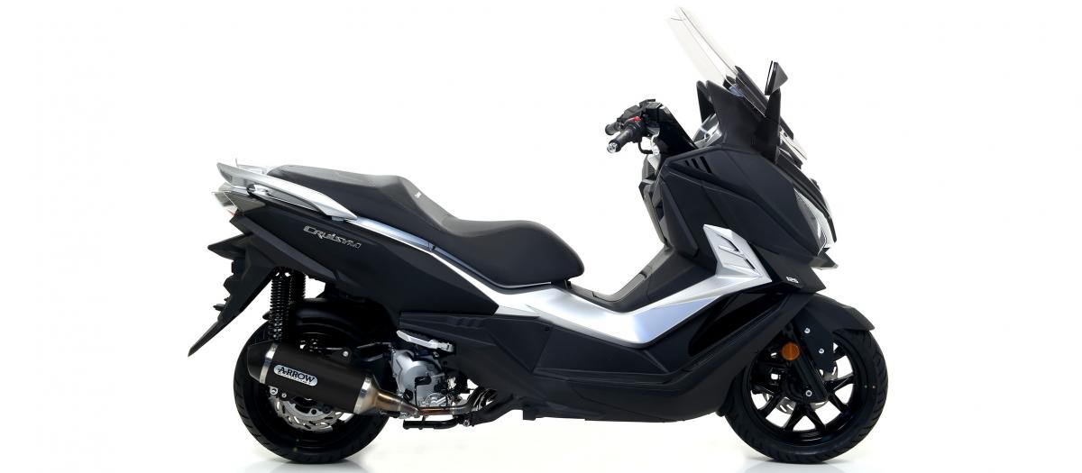 SYM CRUISYM 125 '18 HOMOLOGATED ALUMINIUM DARK URBAN EXHAUST WITH BLACK STAINLESS STEEL END CAP FOR ARROW COLLEC