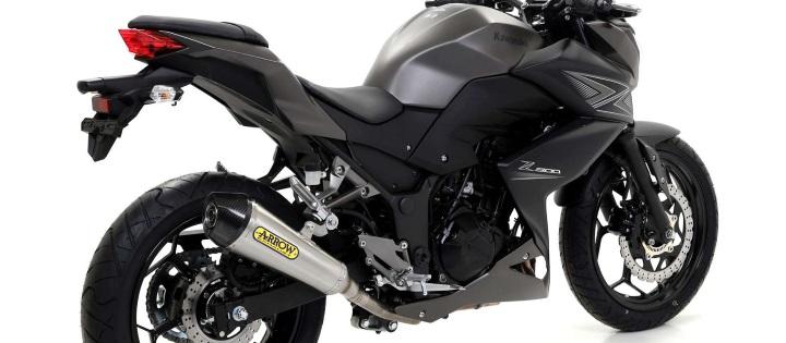 KAWASAKI NINJA 250/300 '13 HOMOL. NICHRO M X-KONE SILENCER WITH CARBON END CAP FO R ORIGINAL AND ARROW COLLECTOR