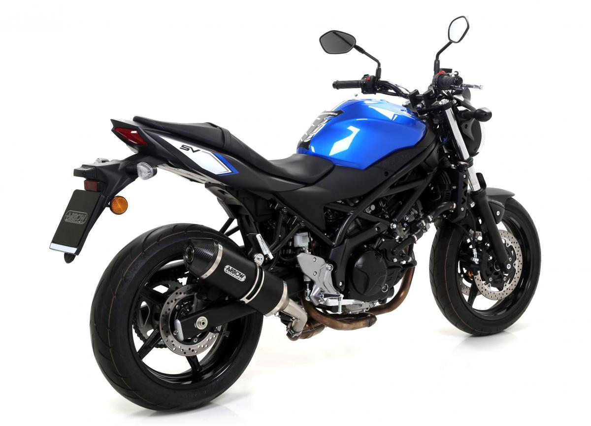 SUZUKI SV 650 2016/2021 HOMOL. ALUMINIUM DARK RACE-TECH SILENCER WITH CARBON END CAP FOR ARROW LINK PIPE