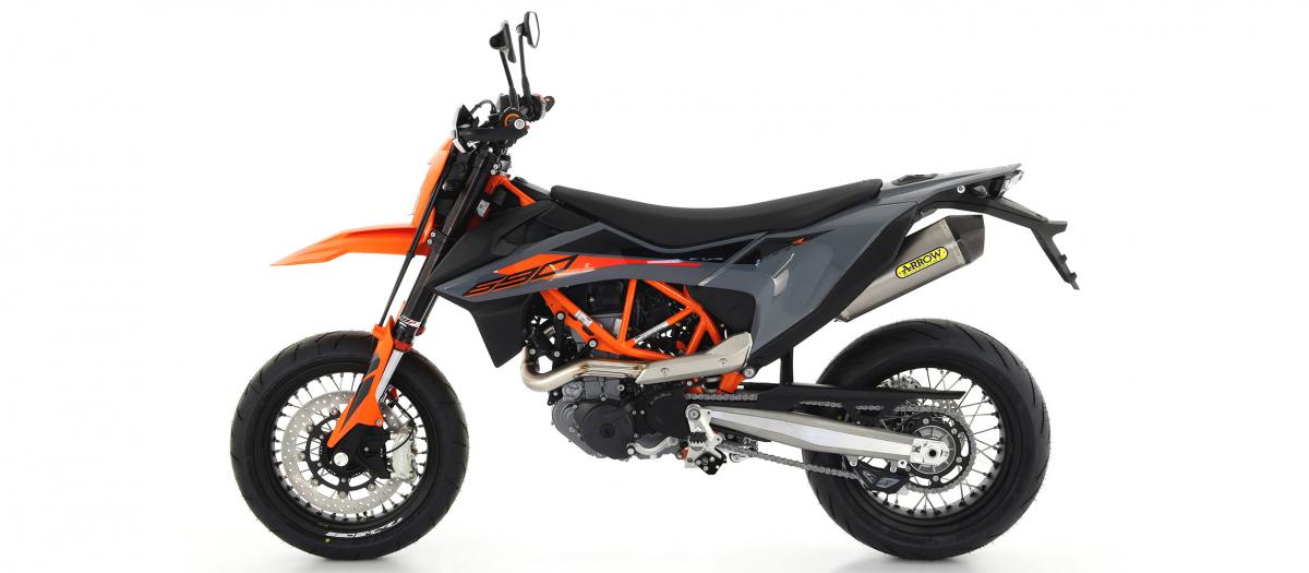 KTM 690 SMC/ENDURO'19 RACE TECH HOMOL. TITANIUM EXHAUST WITH CARBON ENDCAP FOR ARROW LINK PIPE