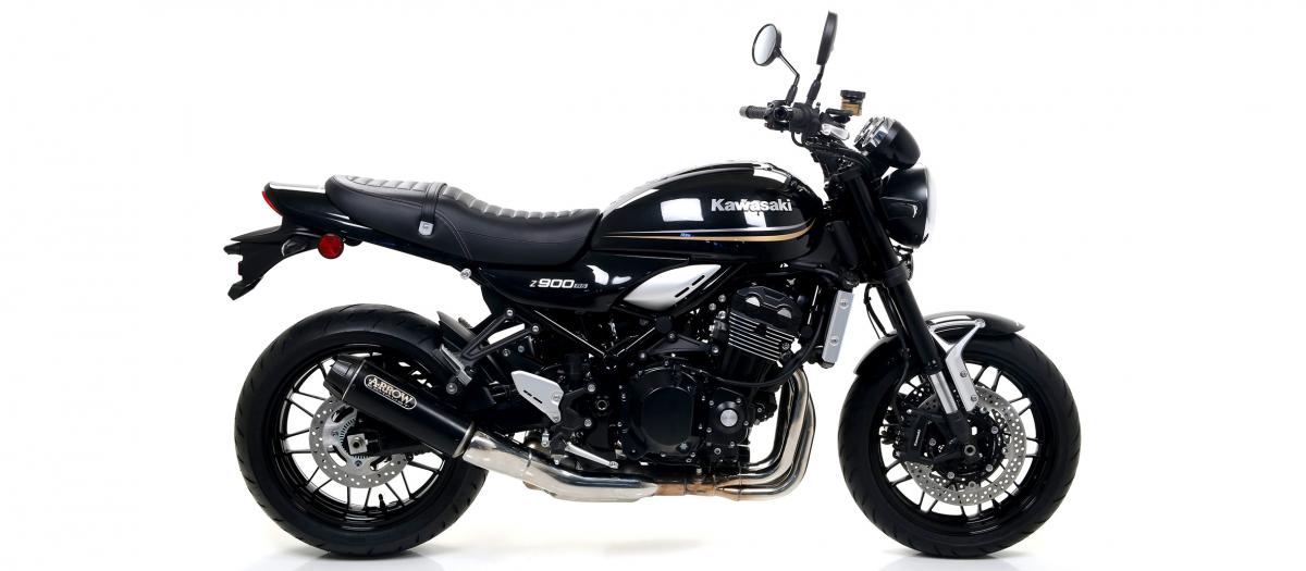 KAWASAKI Z 900RS'18 HOMOLOGATED NICHROM DARK REBEL SILENCER WITH WELDED LINK PIPE AND CARBON END CAP