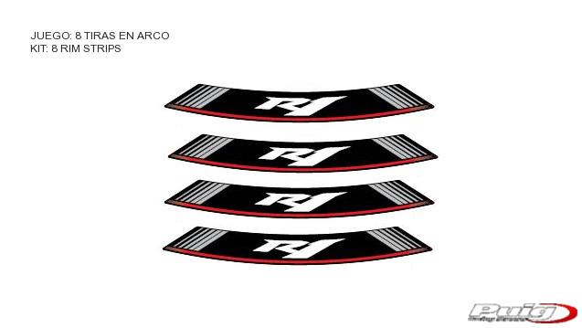 KIT 8 RIM STRIPS R1 C/SILVER