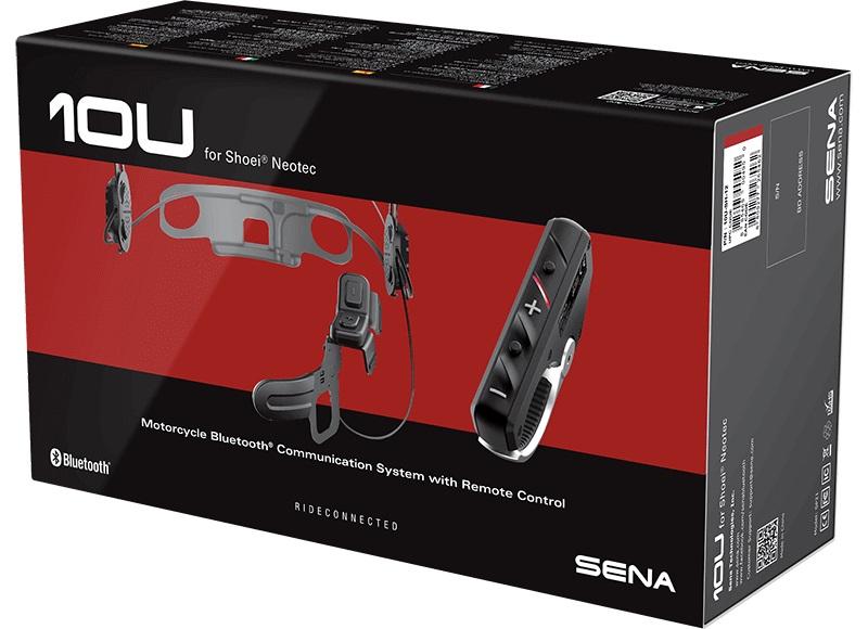 Sena 10U Motorcycle Bluetooth Communication System with Remote Control for Shoei Neotec
