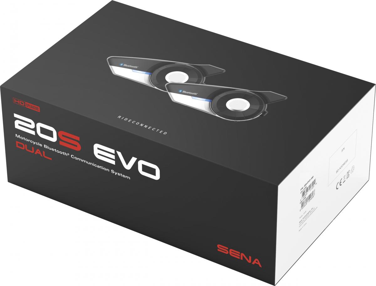 Sena 20S EVO Motorcycle Bluetooth Communication System with HD Speakers (FM Removed)