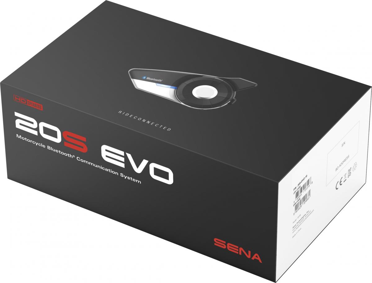 Sena 20S EVO Motorcycle Bluetooth Communication System with HD Speakers (FM Removed)